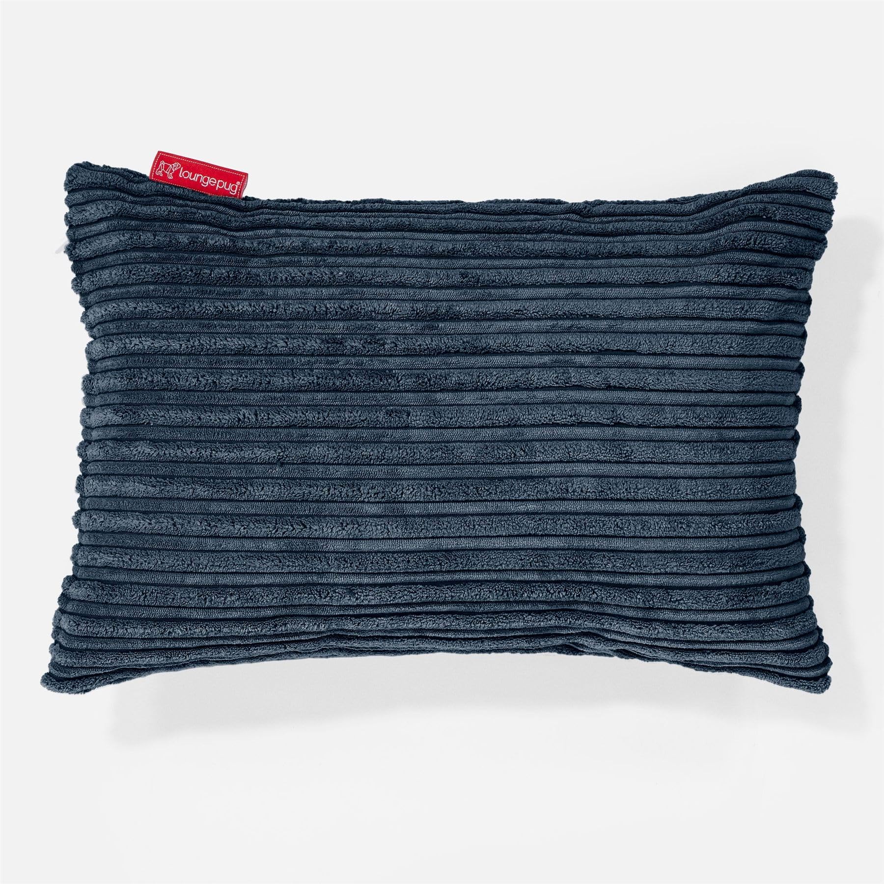 Lounge Pug 35 x 50 cm Corduroy Cushions Filled Navy Blue - Decorative Rectangle Sofa Pillow Cover with Inner Pad