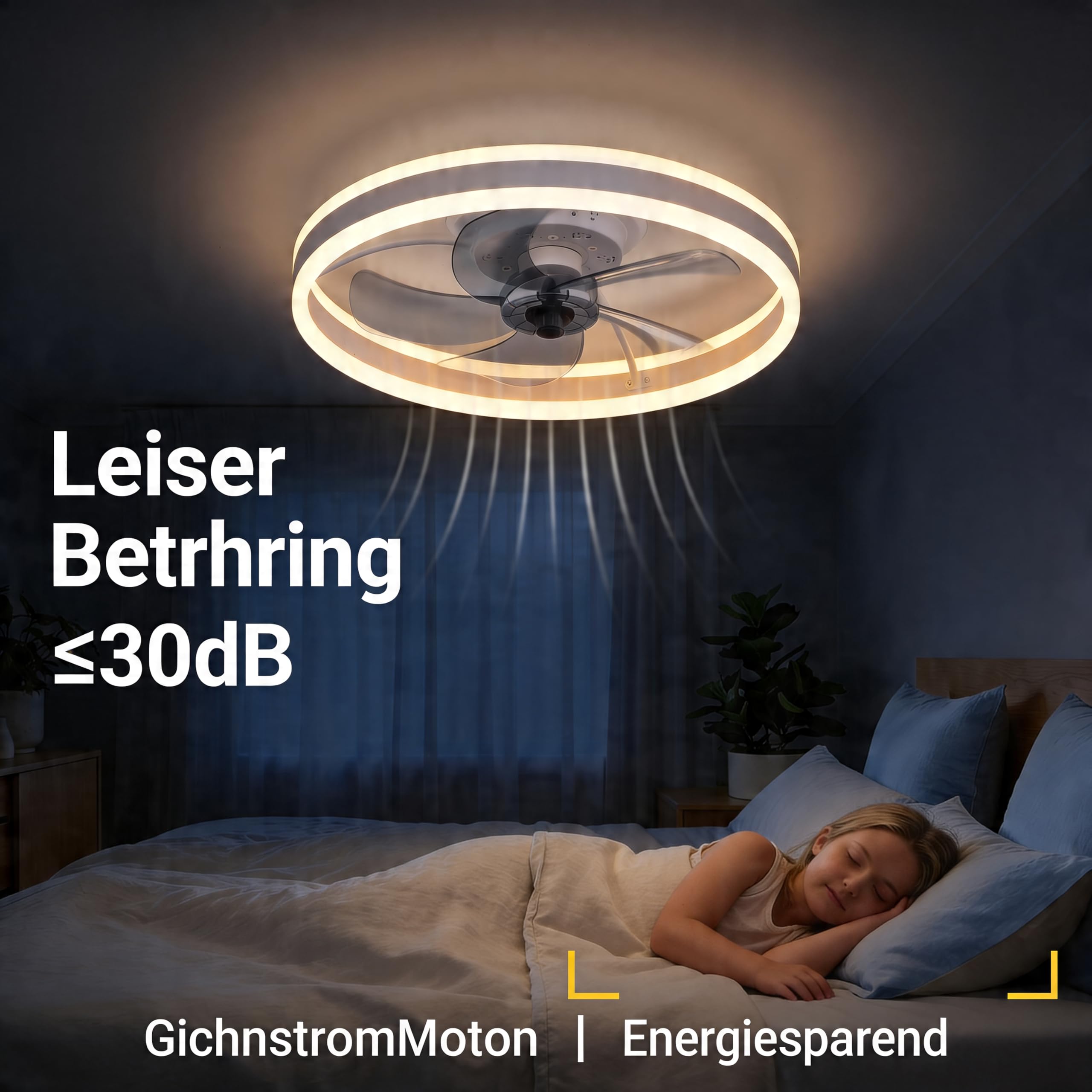 Deckenventilator Mit Beleuchtung,Ventilator Deckenleuchte,3 Farbtemperatur und 6 Geschwindigkeiten LED Deckenventilator mit Lampe,APP/Fernbedienung Leise Dimmbar Ventilator Deckenlampe (weiß, 50CM)