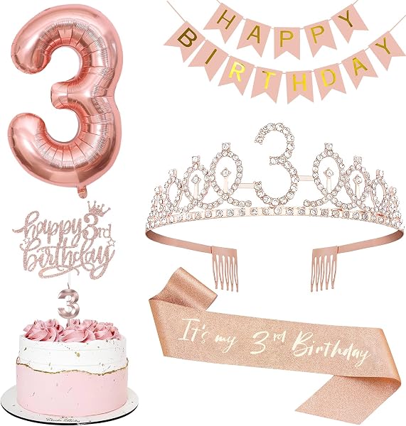 18th Birthday Decorations for Girls, Including 18th Tiara and Sash, Happy Birthday Banner, Cake Toppers, Number Candles