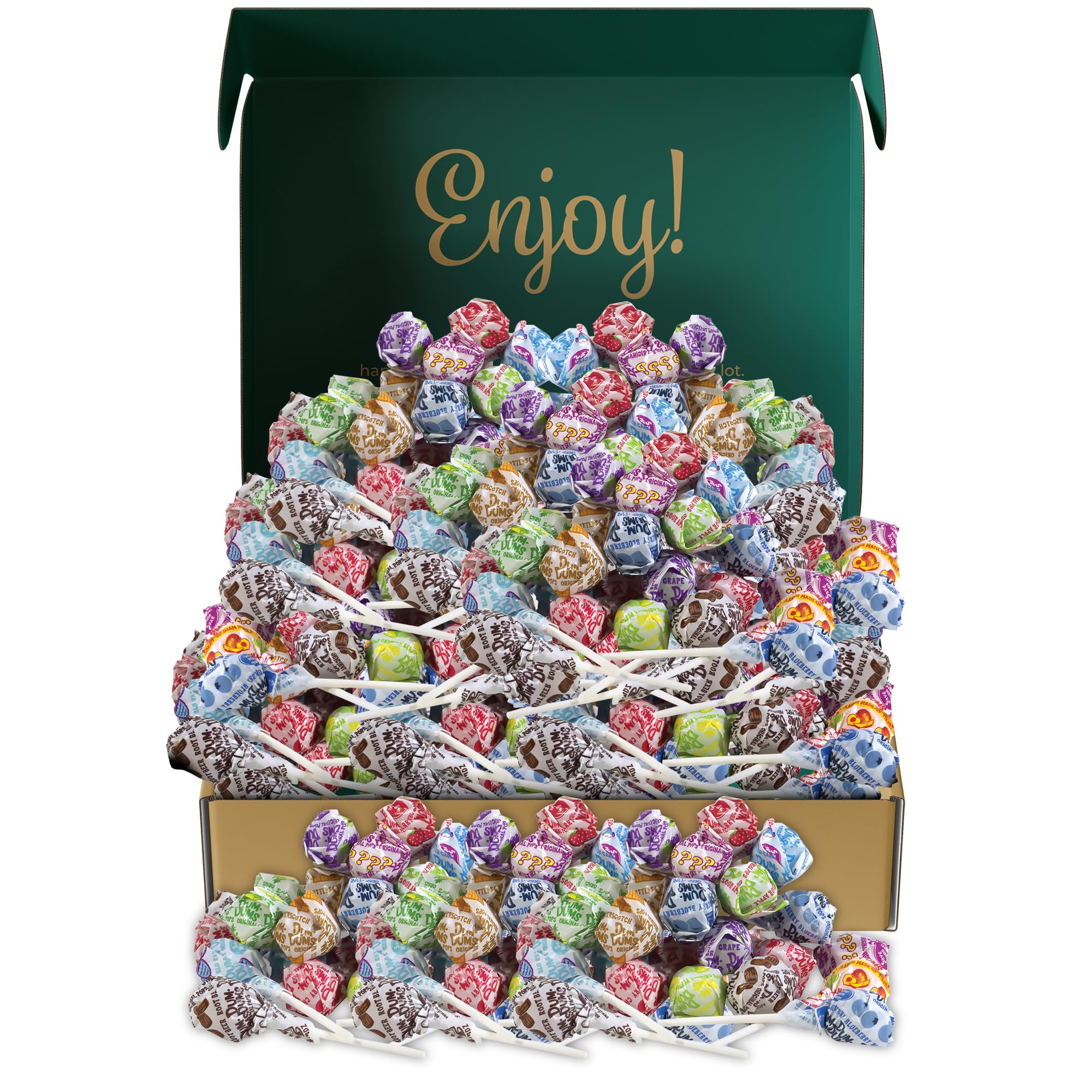 THE MUNCHIE MIXGift Box - (4 Pound) Dum Dum Pops, Assorted Flavors Lollipops in Bulk Candy - All Time Classic Flavors - Lollipops Bulk, Bulk Suckers, Individually Wrapped + Greeting Card