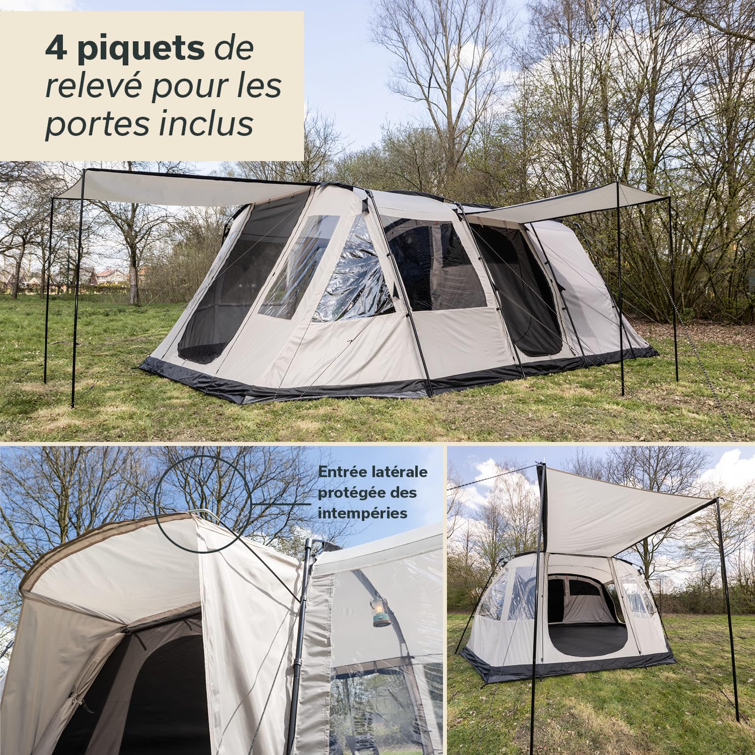 Skandika Tente Tunnel Nordland pour 6 Personnes | Tapis de Sol Cousu, Colonne d'eau 5000 mm, Hauteur 2 m, moustiquaires, Cabine de Couchage Divisible | Tente de Camping, Tente familiale