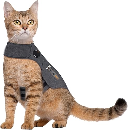 Miniatura 2 de Thundershirt Classic Cat Anxiety Jacket  Vet Recommended Calming Solution Vest for Fireworks Thunder Travel  Separation Heather Gray