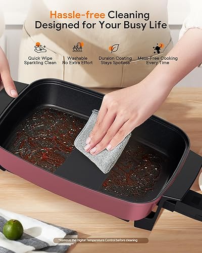 Miniatura 9 de Nuwave Medley XL - Sartén eléctrica digital, plancha de tamaño familiar con tapa de vidrio, calefacción de precisión mejorada 2025, 100°-425°F,