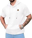 AIYINO Men's Short Sleeve Hoodies Textured Knit Pullover Casual Lightweight Hooded Sweatshirt with Kangaroo Pocket