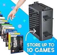 Vista 11 de Skywin Game Storage Tower and Controller Stand, Universal Game Holder & Console Stand with Left & Right Controllers, Game Disc Organizer