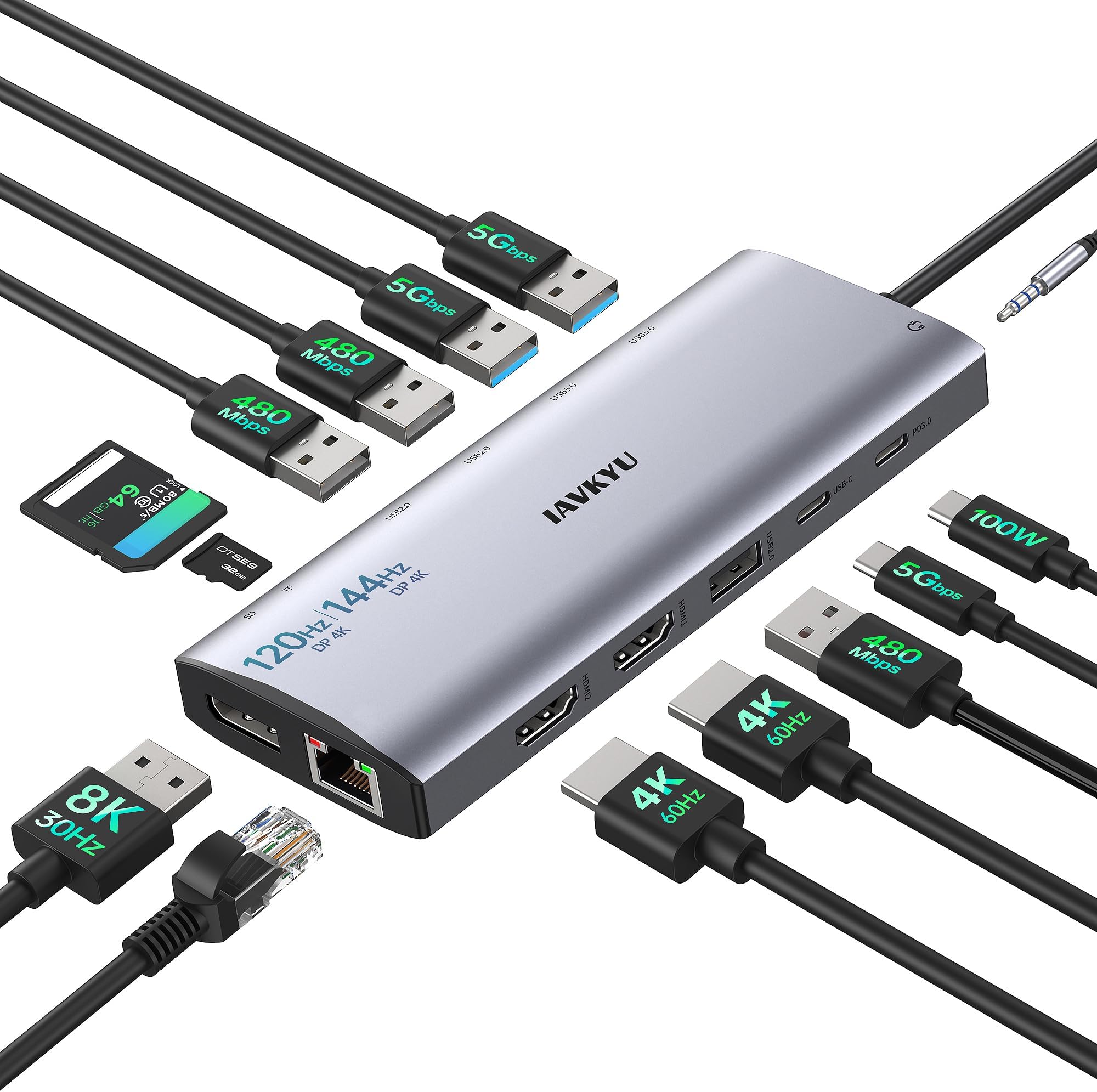 Amazon.com: Triple Monitor Docking Station, 14-in-1 USB C Hub with DP ...