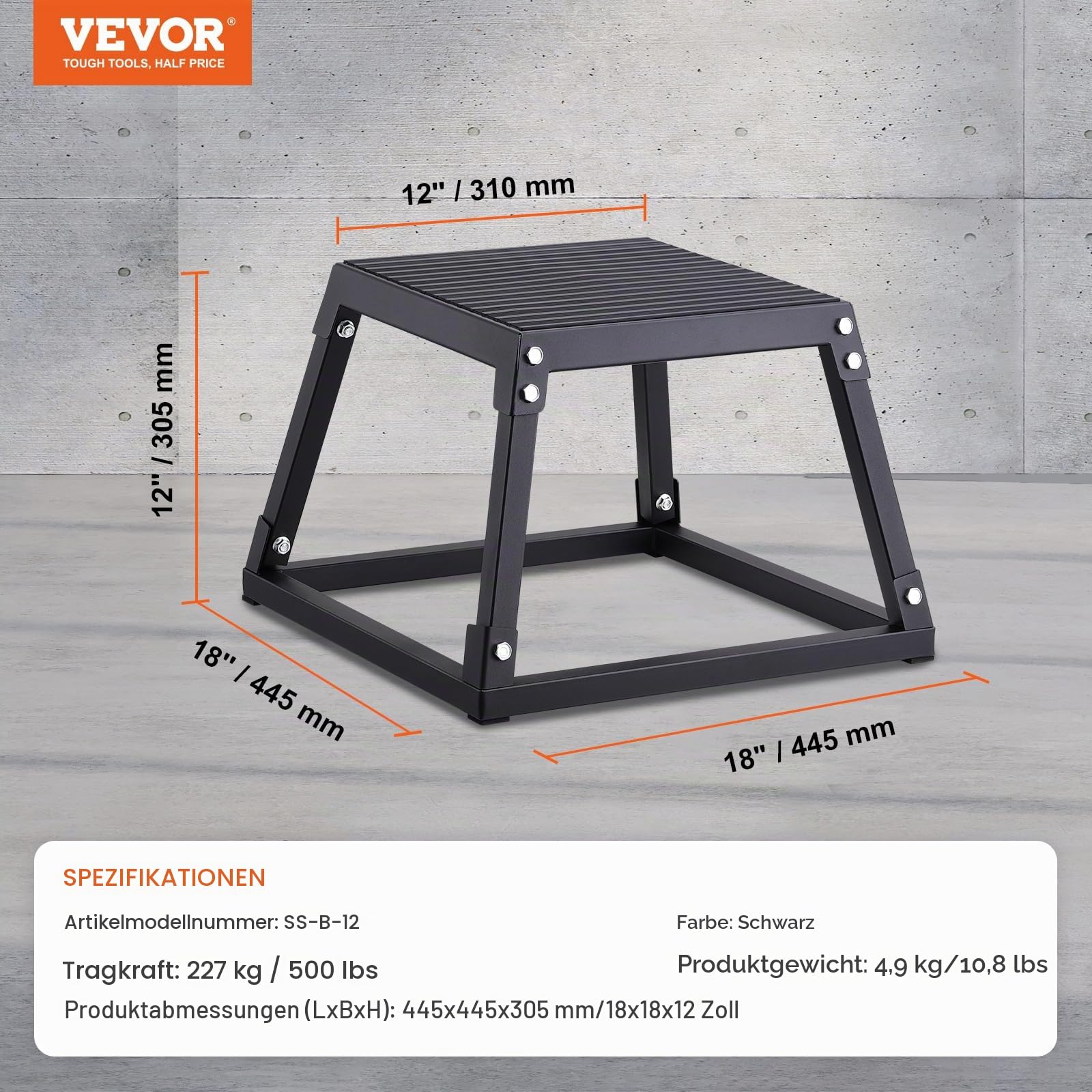 VEVOR 4-teilige Plyometrische Sprungboxen, 305/458/609/762 mm Plyometric Box