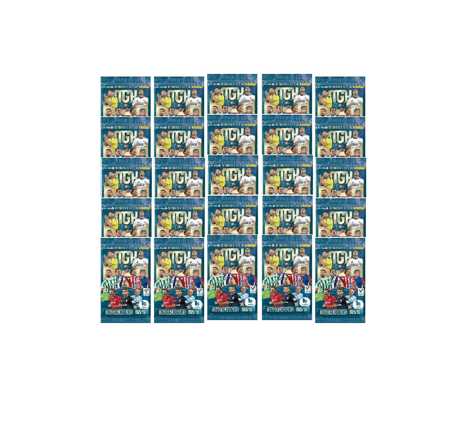 Genérico Megacracks 2025 2026 colección de Cartas de la Liga (25 Sobres (archivador no Incluido))