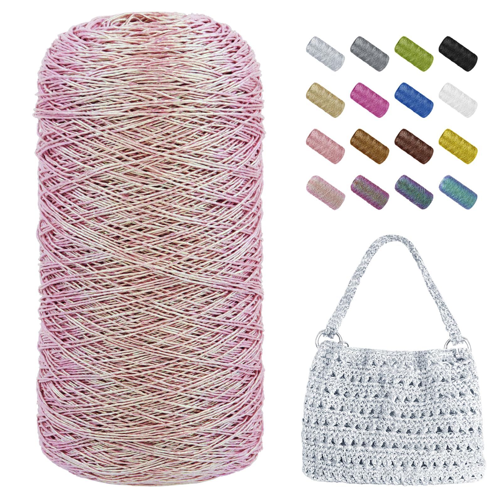 Uiopa Metallic Macrame Cord 1mm x 480m, Glitter Yarn for Crocheting Bags, Polyester Cord Sparkle Macrame Yarn for Crocheting Pendants, Home Decor, DIY Crafts