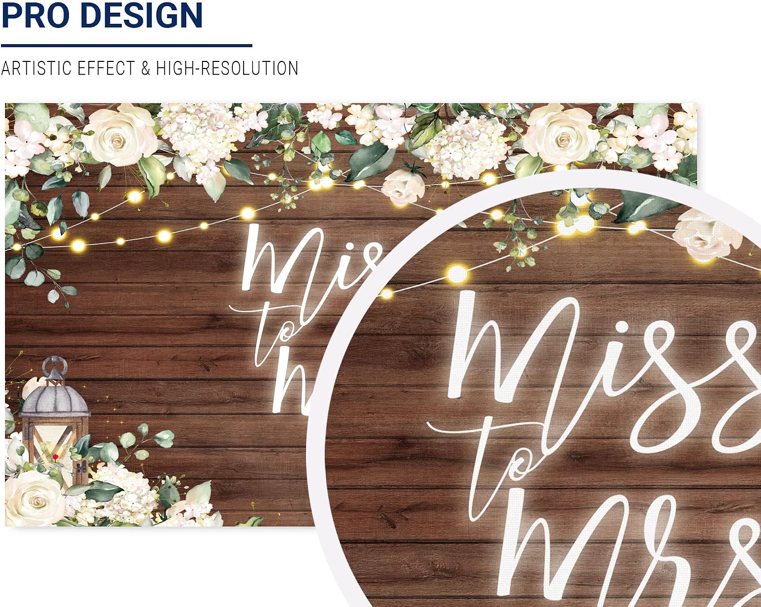 Allenjoy Miss to Mrs Backdrop for Bridal Shower Rustic White Floral Brown Wood Flower Wooden Wall Decoration Wedding Bride to Be Engagement Photography Background Photo Booth Prop
