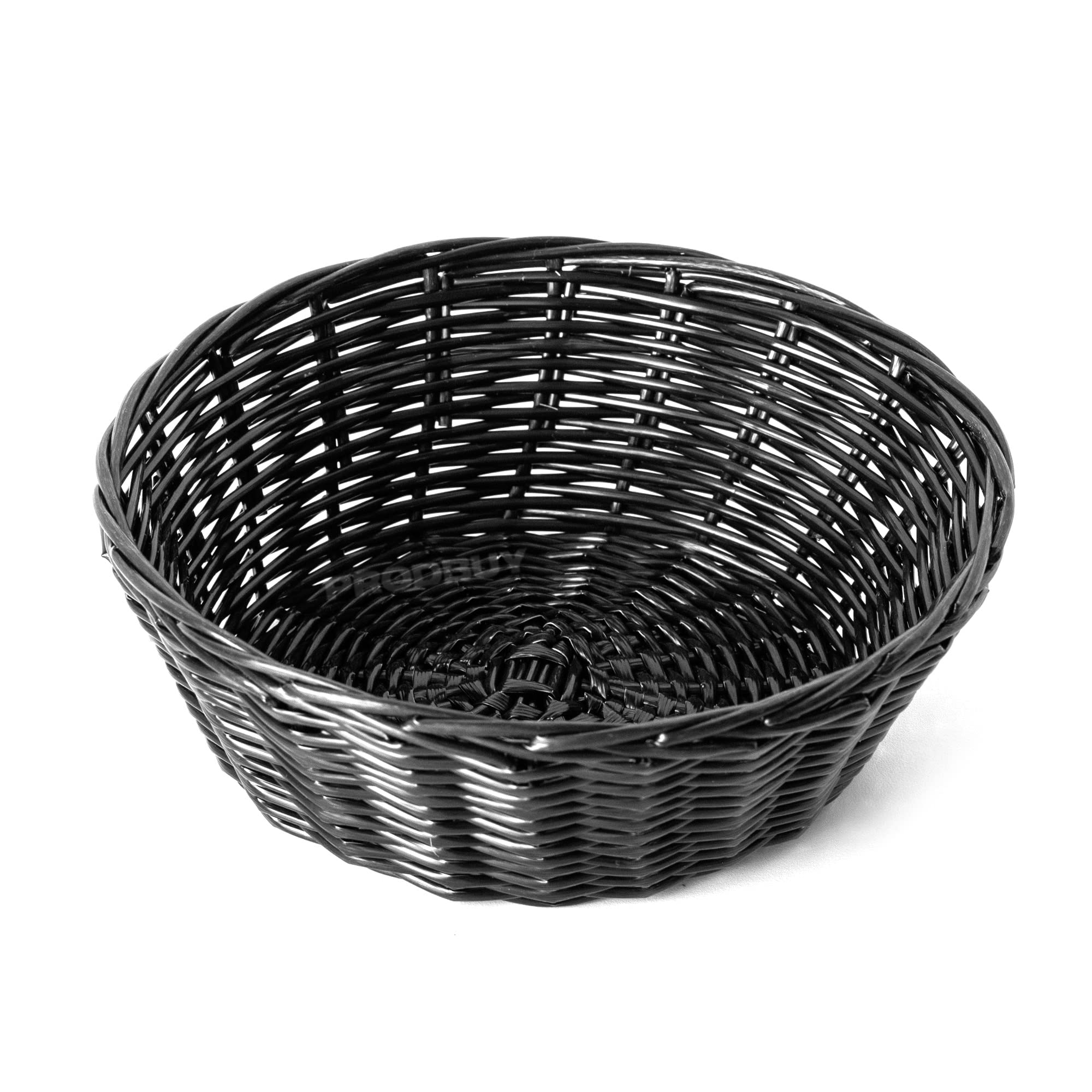Prodbuy Black [Pack Of 6] Small 20Cm Poly Wicker Rattan Round Baskets