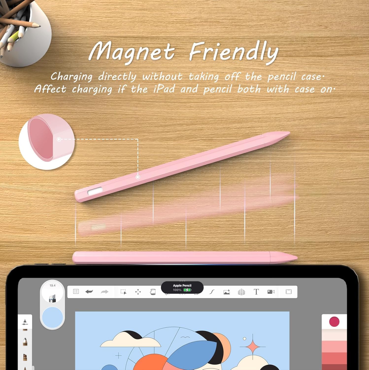 2 silikonowe etui do Apple Pencil Pro & Apple Pencil 2. generacji, Color Clashing Design Pencil Cover do Apple Pencil Pro/2. generacji, z 2 akcesoriami do etui (różowe + fioletowe)