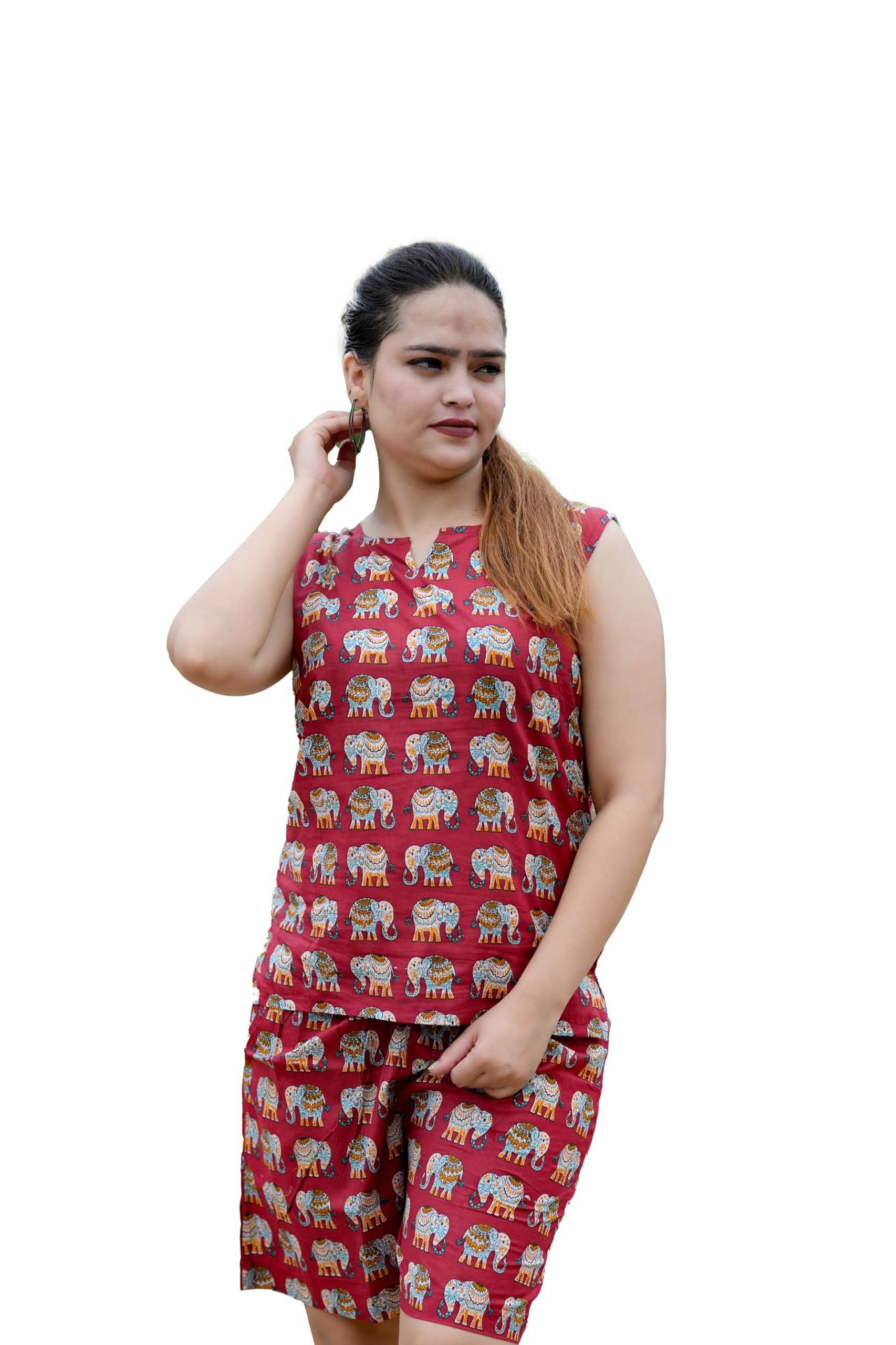 Cotton Night Suit Set for Women – Soft Sleepwear with Shorts | Short Nightwear Set | Comfortable Cotton Pajama Set for Ladies | Summer Night Dress-picture-22