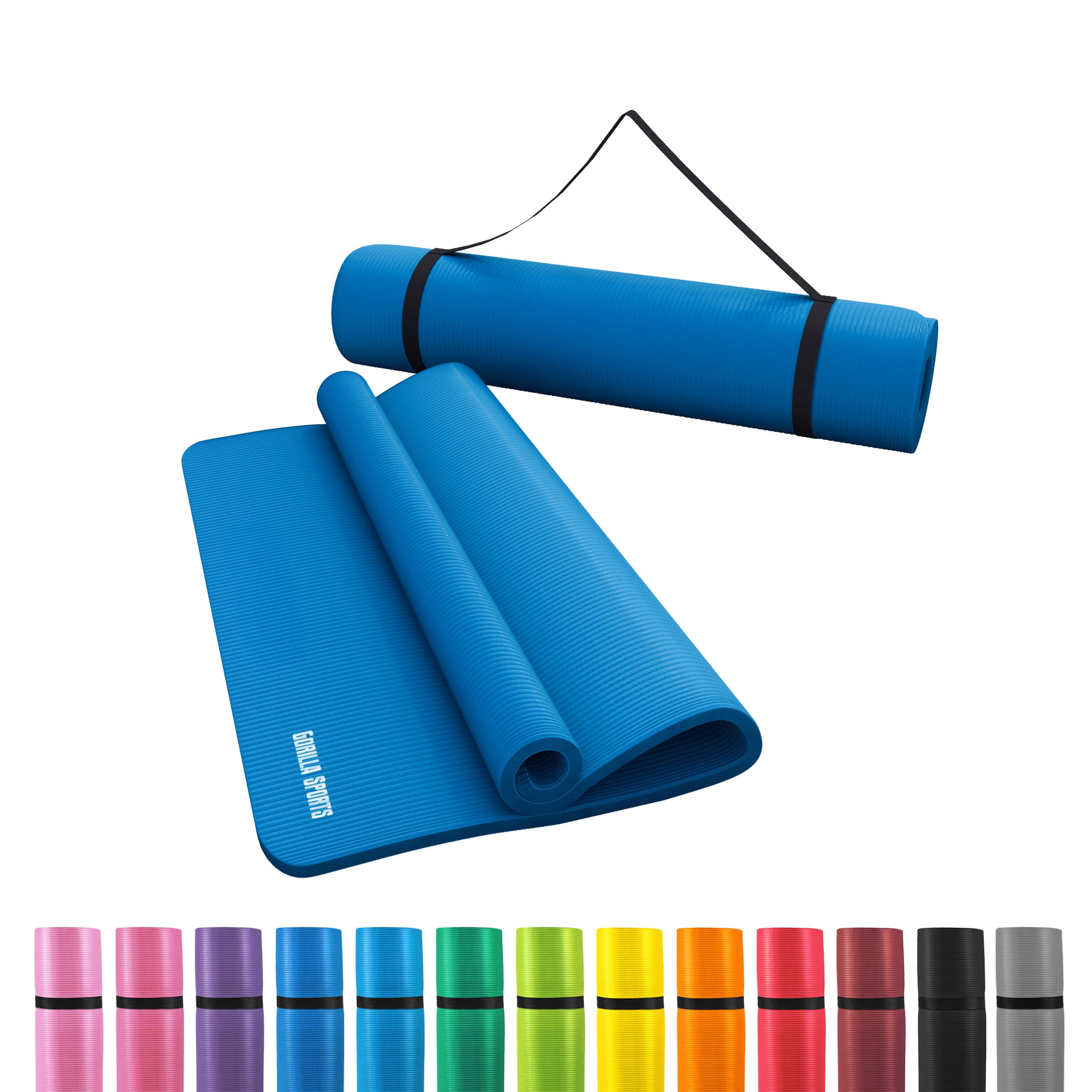 GORILLA SPORTS® Tappetino Fitness - 190x60 / 190x100 cm, Antiscivolo, Impermeabile, Gomma Nitrilica, Spessore 1,5 cm, 13 Colori a Scelta - Tappeto, Materassino Yoga, Pilates, Palestra, Allenamento