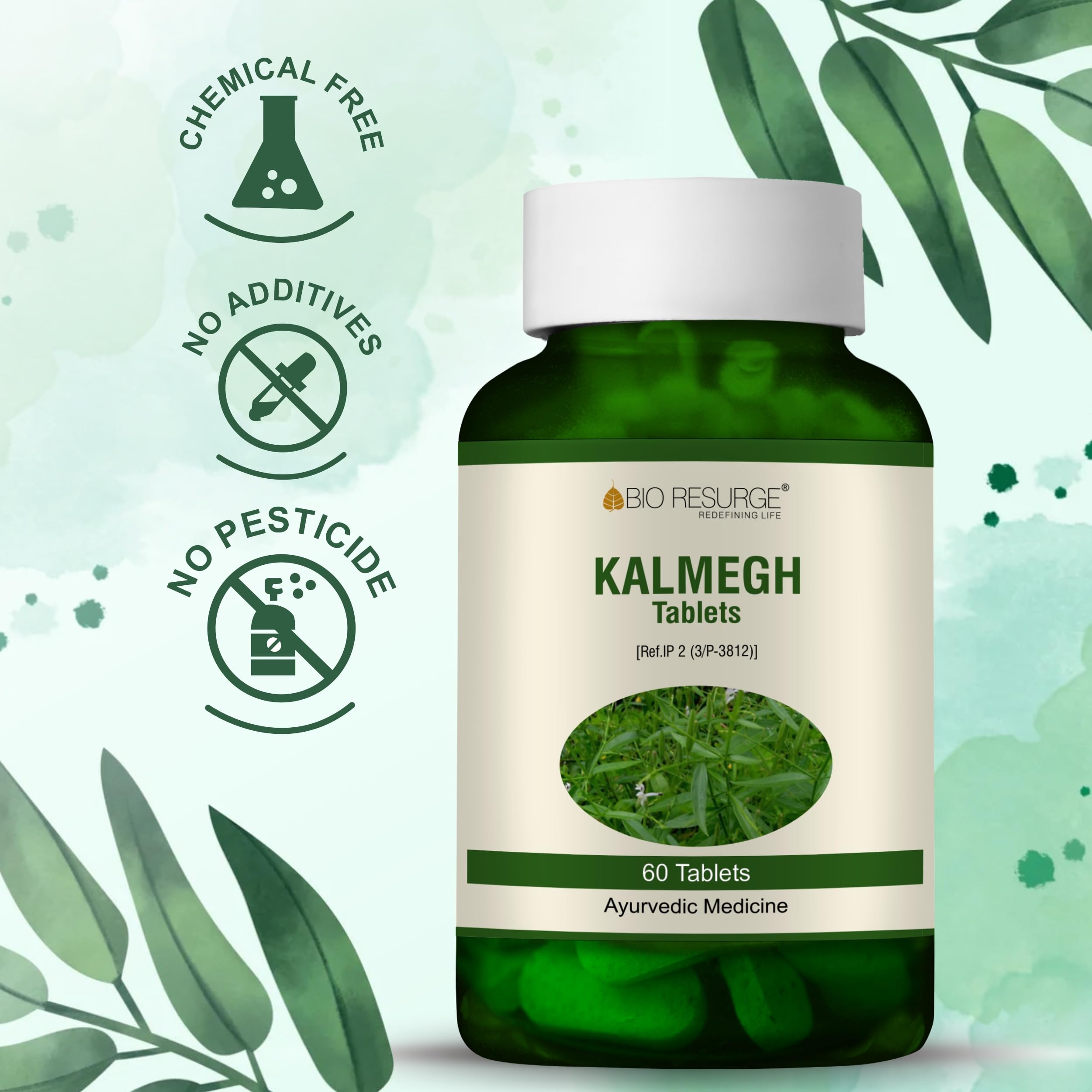 Bio Resurge Kalmegh Tablets 750mg – 120 Count | 100% Ayurvedic Natural & AYUSH Certified | Herbal Liver Cleanse | Supports Fatty Liver, Alcohol Impact Relief, Cirrhosis Care, Immunity & Digestive Wellness (120 tablets), Pack of 2 — Amazon image 2