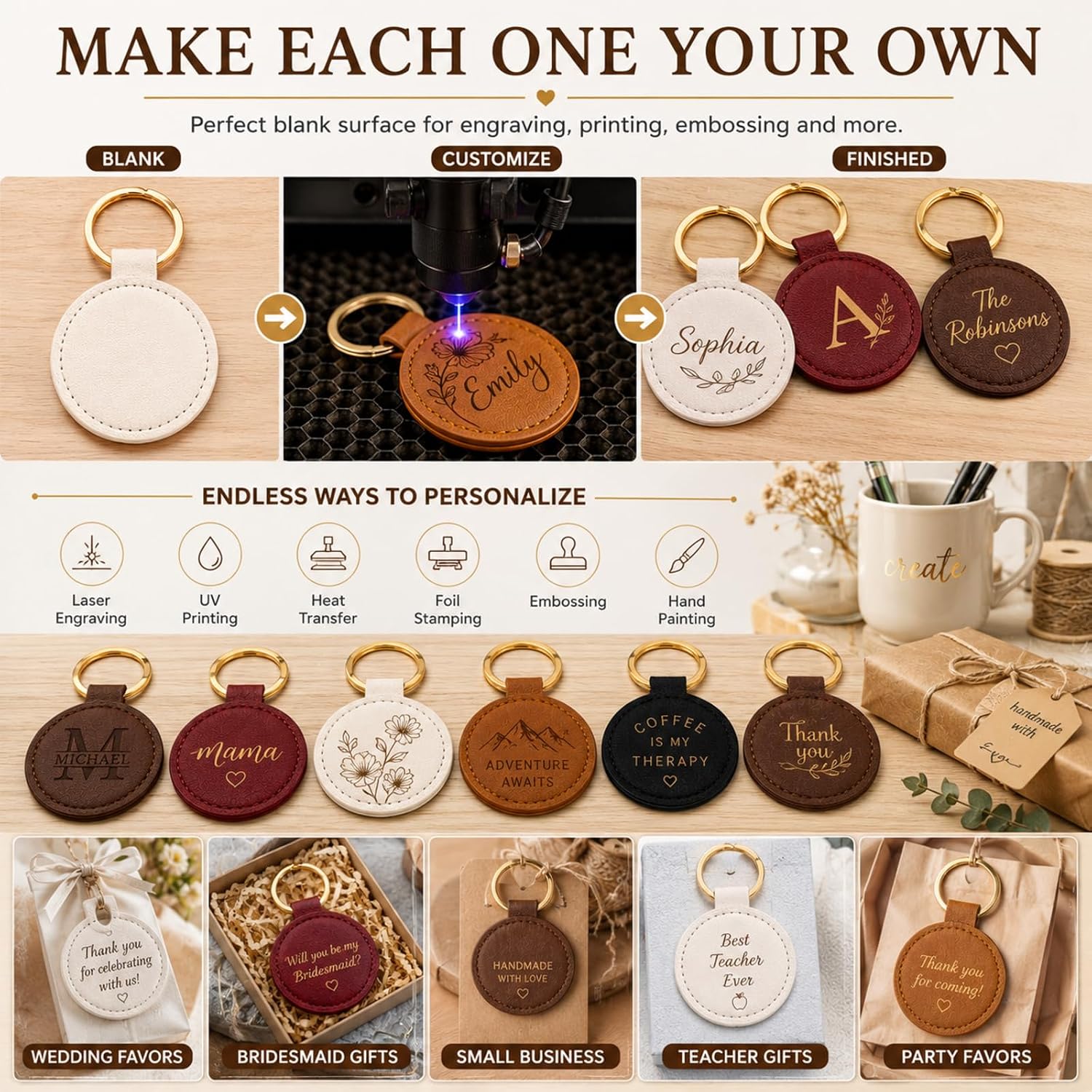 Leather Keychains Blank