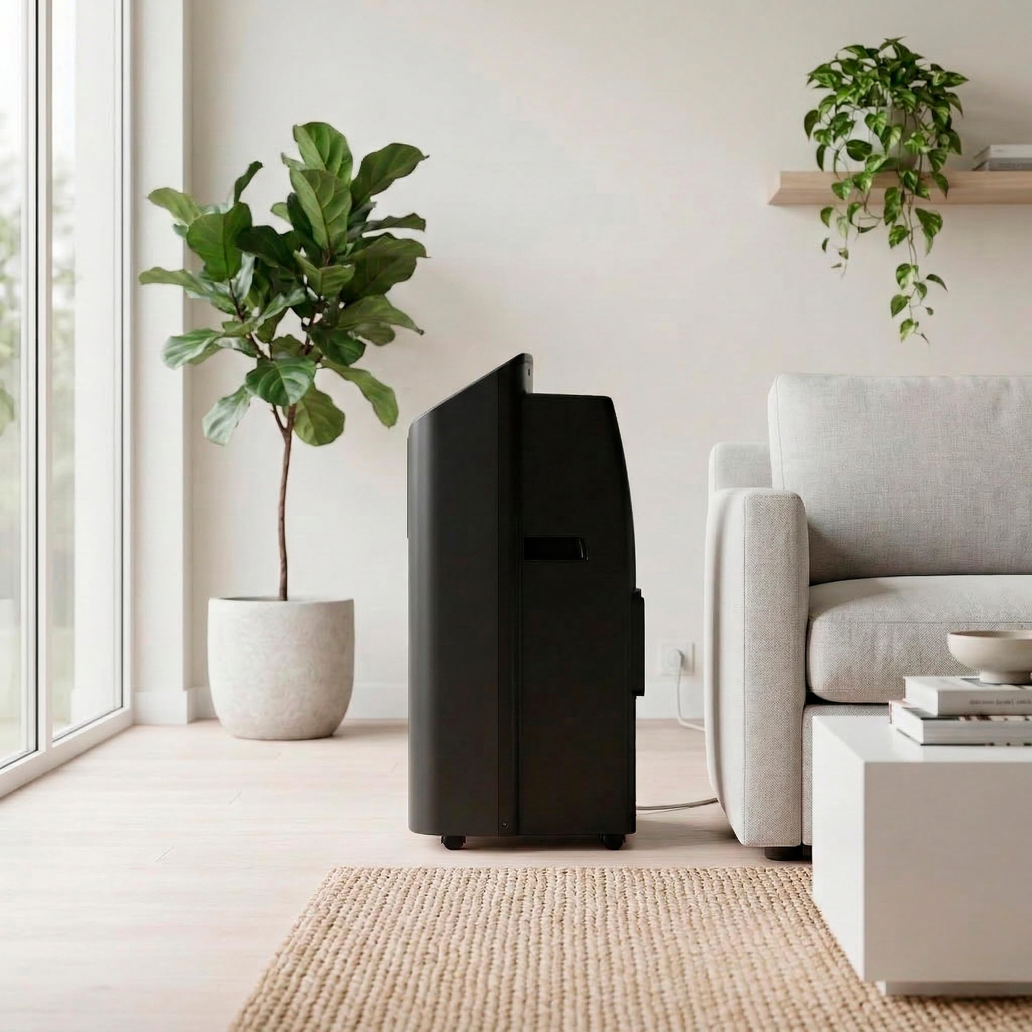 EVVO Clima P14 Silent Climatiseur portable Wi-Fi 14 000 BTU avec pompe à chaleur pingouin climatiseur et chauffage Wi-Fi silencieux déshumidificateur froid et chaleur avec kit de fenêtre