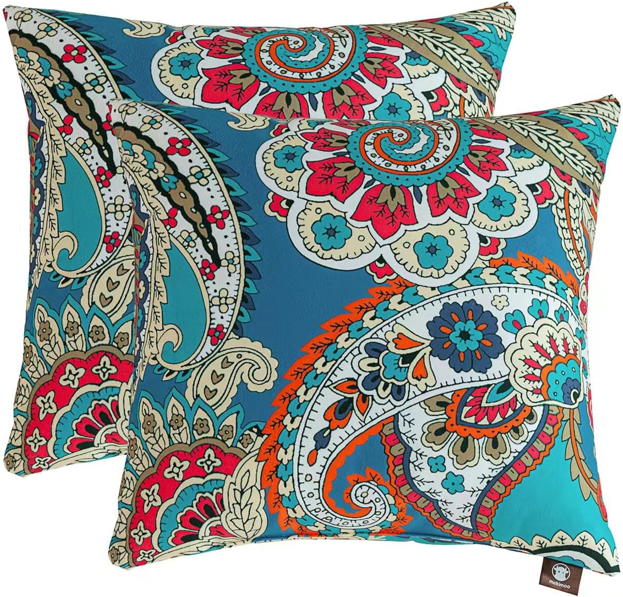 Makimoo2-Pack Decorative Throw Pillow Cover Soft Pillow with Washable Covers, Microfiber Filling, for Indoor/Outdoor Use, Home Decor, Living Room Couch, Bed (16x16 Inch, Blue Trumpet Flowers)