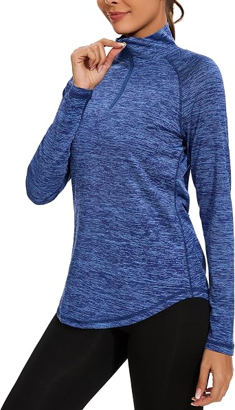 iClosam Womens Long Sleeve Tops 1/4 Zip Polo Shirts UPF 50+ Running T-Shirt Quick Dry Gym Sports Workout Cycling Golf Tops