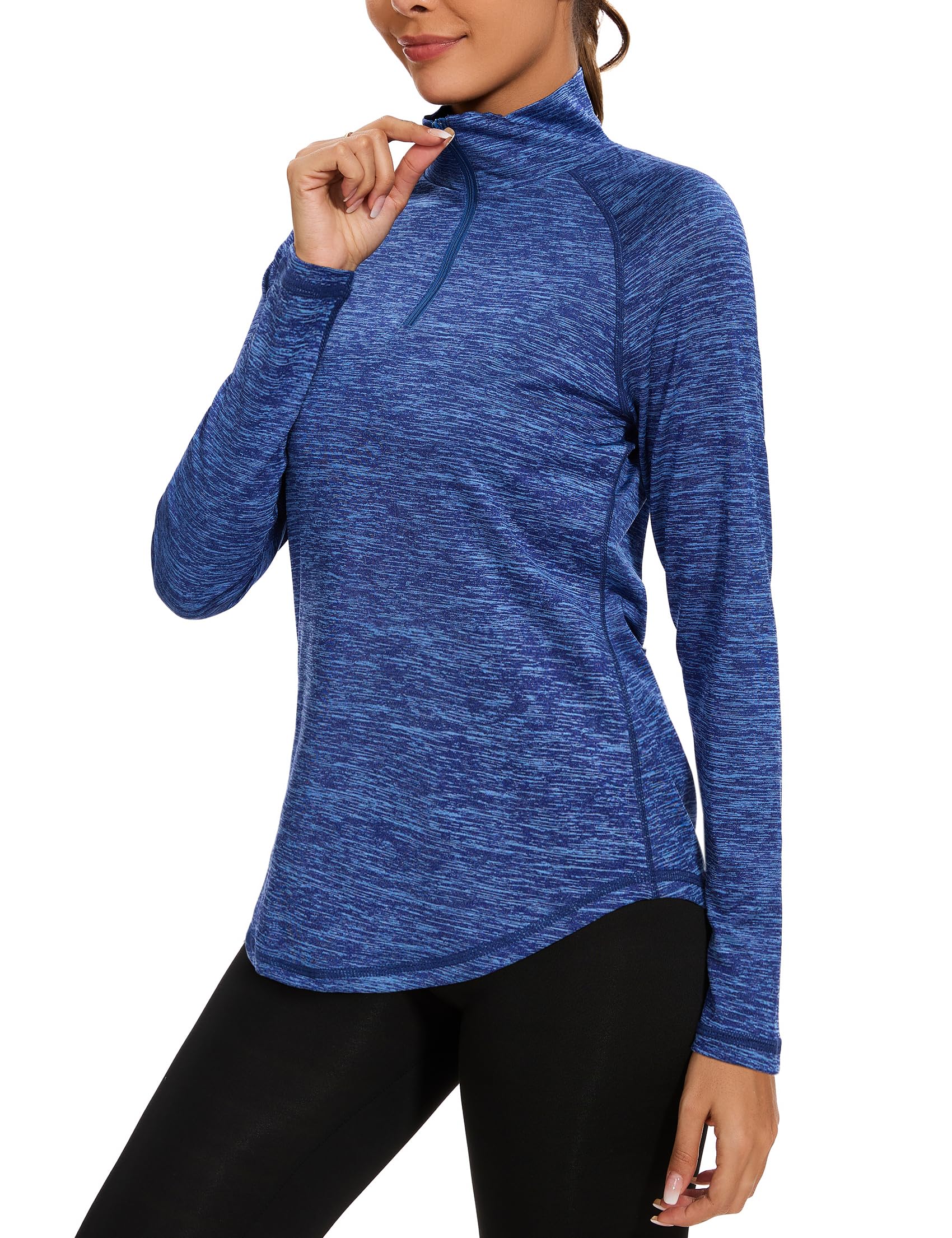 iClosam Maglia Sportiva Donna Manica Lunga Maglia Tecnica Trekking con Mezza Zip Maglietta da Corsa Traspirante Maglie Running Leggera XS-3XL