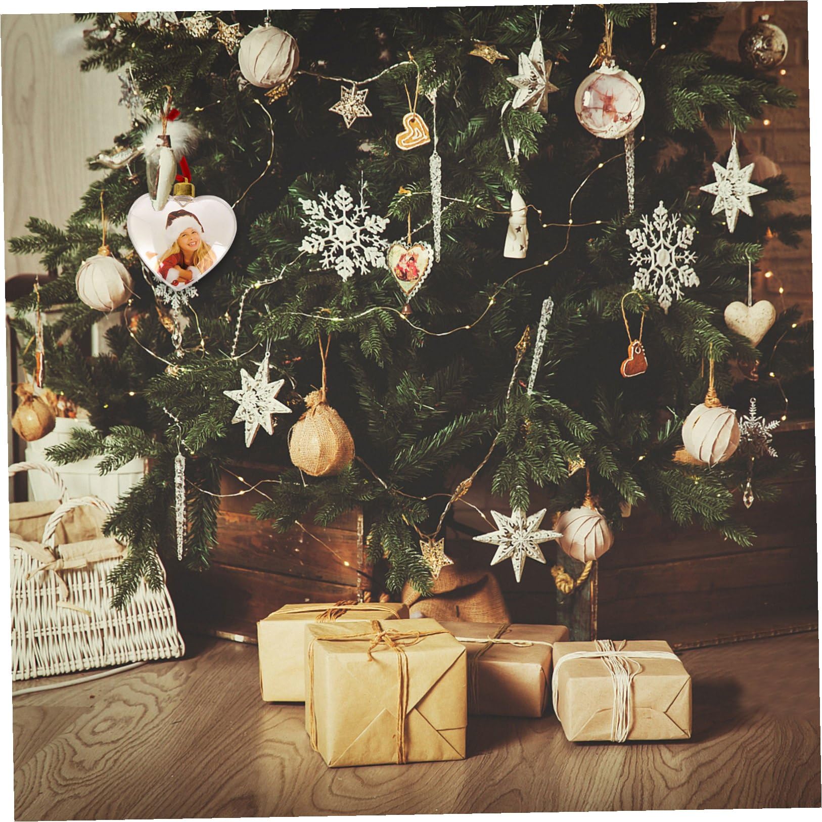 GALPADA Adornos para Fiesta Colgantes Transparentes DIY, Marco de Fotos Corazón 8.5 Cm, Plástico Resistente, 6 Piezas, Decoración Fotográfica para Eventos y Manualidades