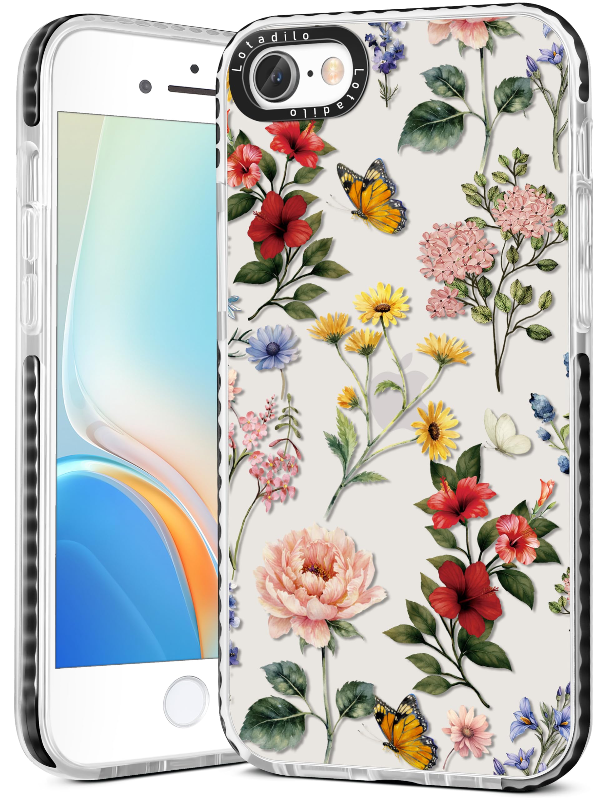 Lotadilo Cute Case for iPhone 6/6S/7/8/SE(2020/2022) - for Women Girls Kawaii Funny Design Fun Aesthetic Retro Flower Fashion Girly for Teens Pattern