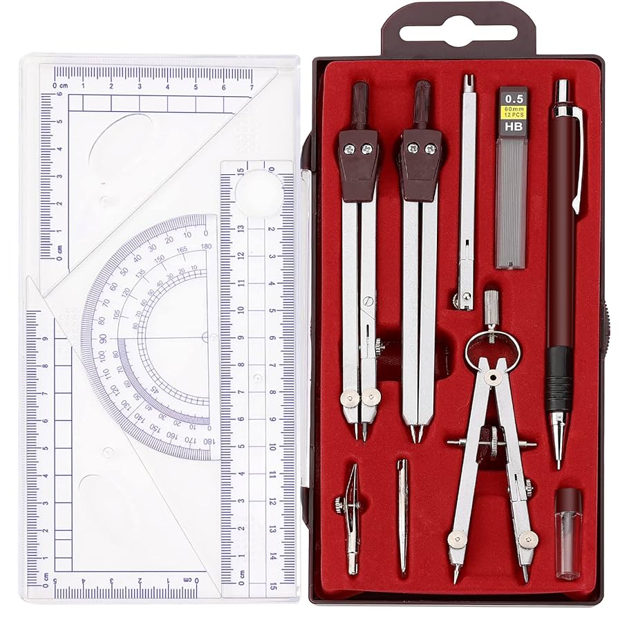Ningbo 7PCS Geometry Drafting Ruler Compass Math Set - Drawing Suit And