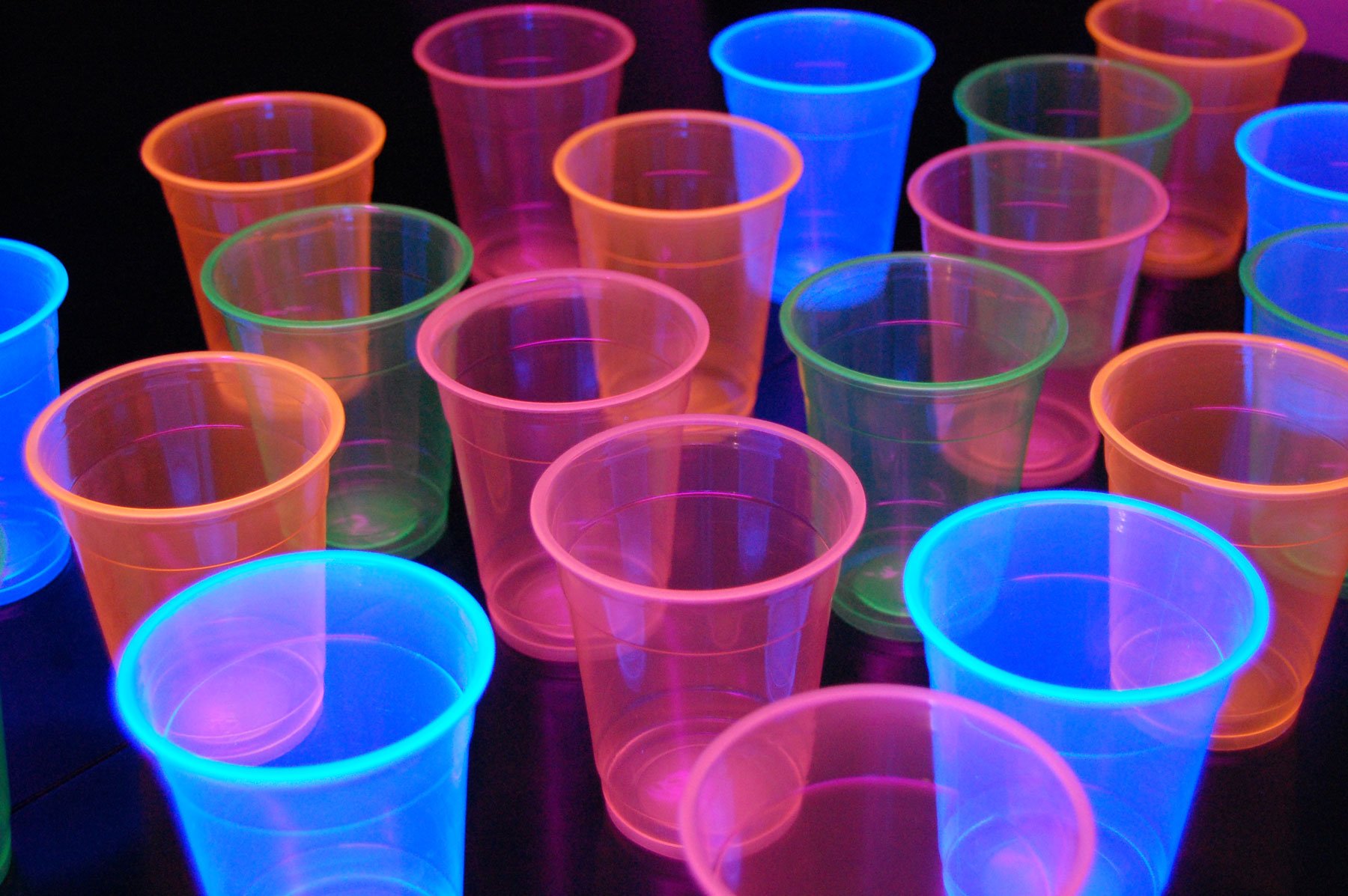 DirectGlow 12oz Neon Assorted Blacklight Reactive Soft Plastic Cups