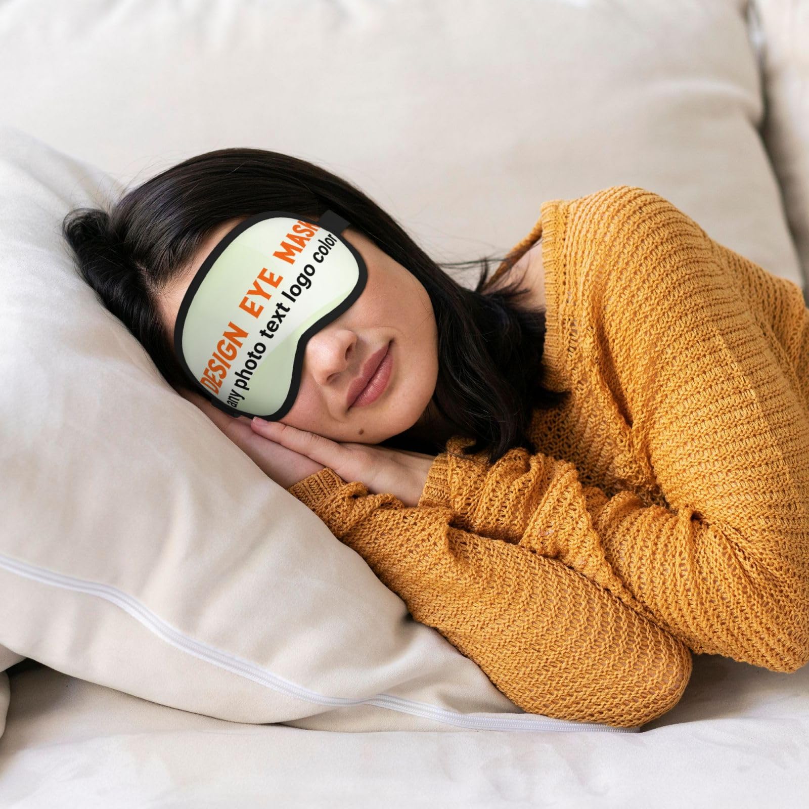 Masque nuit personnalisé hommes/femmes | Impression avec logo photo texte, sangle ajustable pour maison, voyage, bureau