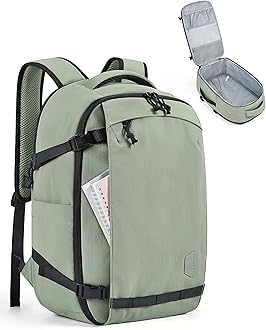 BAGSMART Travel Backpack Women, 15.6 Inch Carry On Backpack Flight Approved, TSA Approved Personal Item Travel Bag, Water Resistant Weekender Bag Luggage Daypack, Pistachio