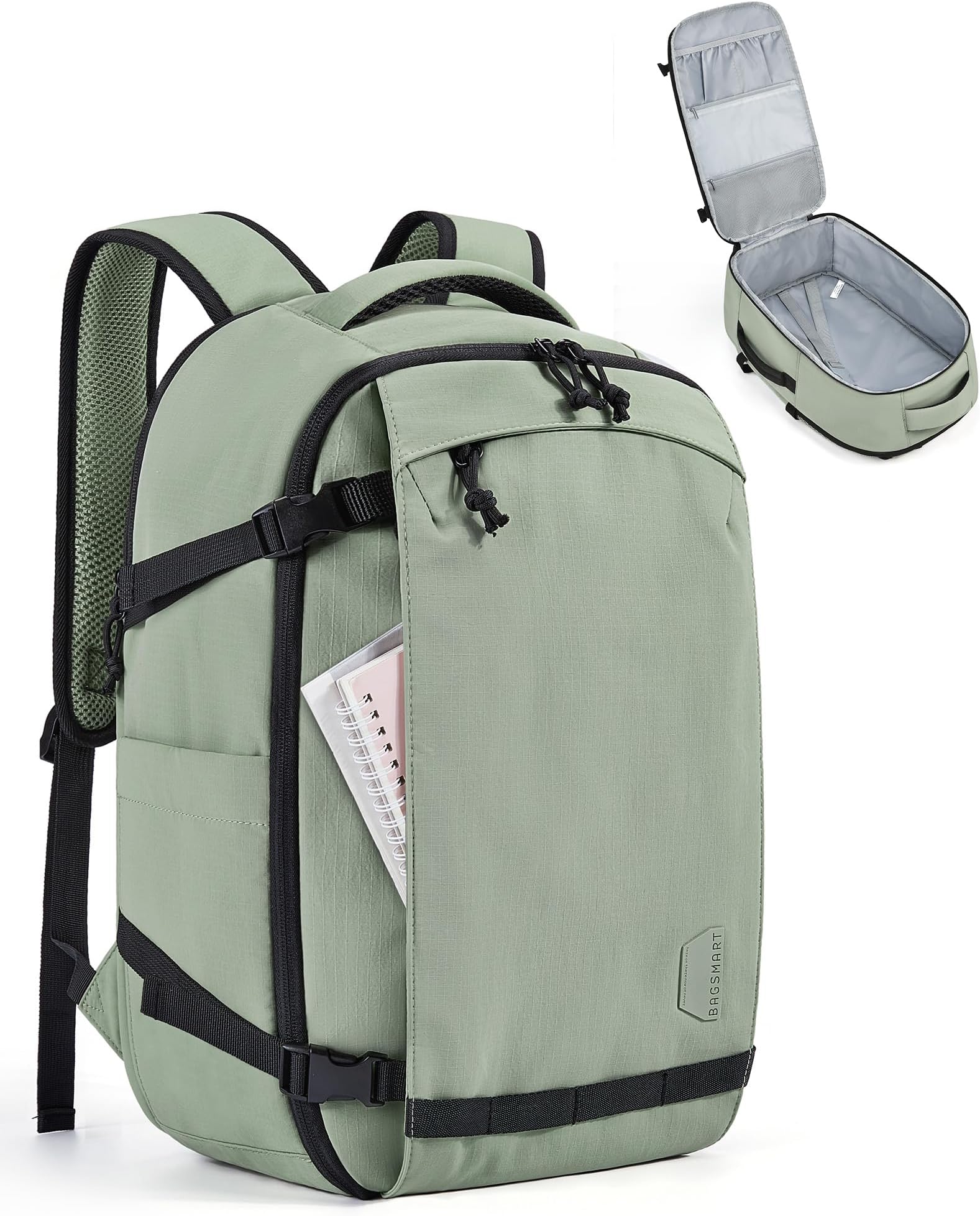 Travel Backpack Women, 15.6 Inch Carry On Backpack Flight Approved, TSA Approved Personal Item Travel Bag, Water Resistant Weekender Bag Luggage Daypack, Pistachio