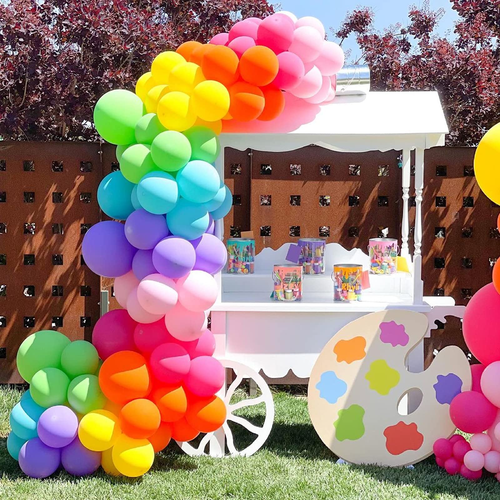 DJLLARainbow Balloons Garland Balloon Arch Kit Colourful Baby Shower Decorations with 2pcs Balloons Tying Tool 5M Chain for Happy Birthday Party, Weddings, Anniversary,Hen Party Confetti 3 Ribbons