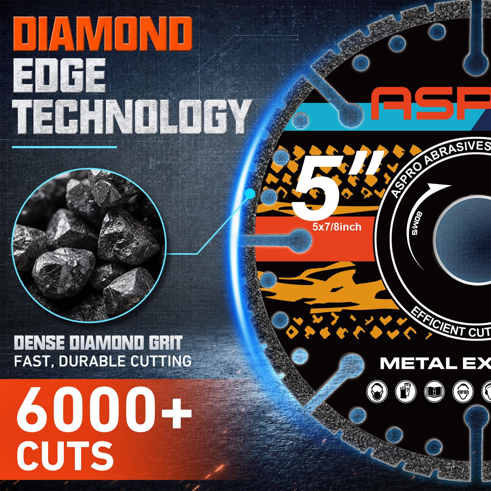 Ruedas de corte de diamante de 5 pulgadas para metal, más de 6000 cortes