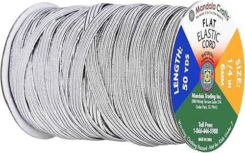 Vista 13 de Mandala Crafts - Rollo de cordón elástico plano para costura y manualidades Beige