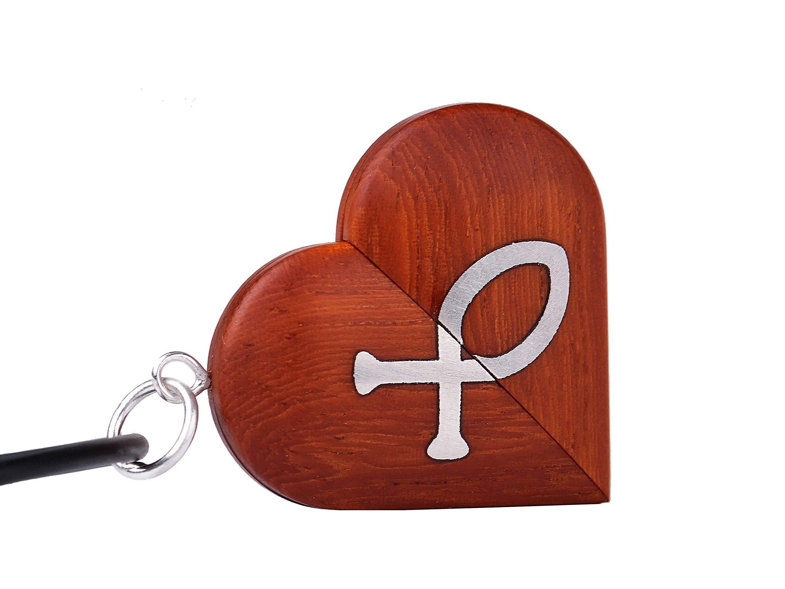 Picture Locket Necklace the Illusionist Locket Pendant Handmade Heart Locket Necklace Wooden Locket with Photos - Silver Cross Inlay - Birthday Gift for Her