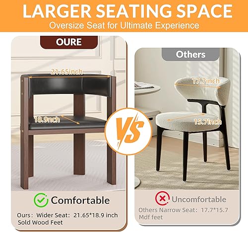 Miniatura 5 de GarveeHome Sillas de comedor modernas de mediados de siglo, sillas de cocina tapizadas de piel sintética, juego de 4 con respaldo curvado y marco de