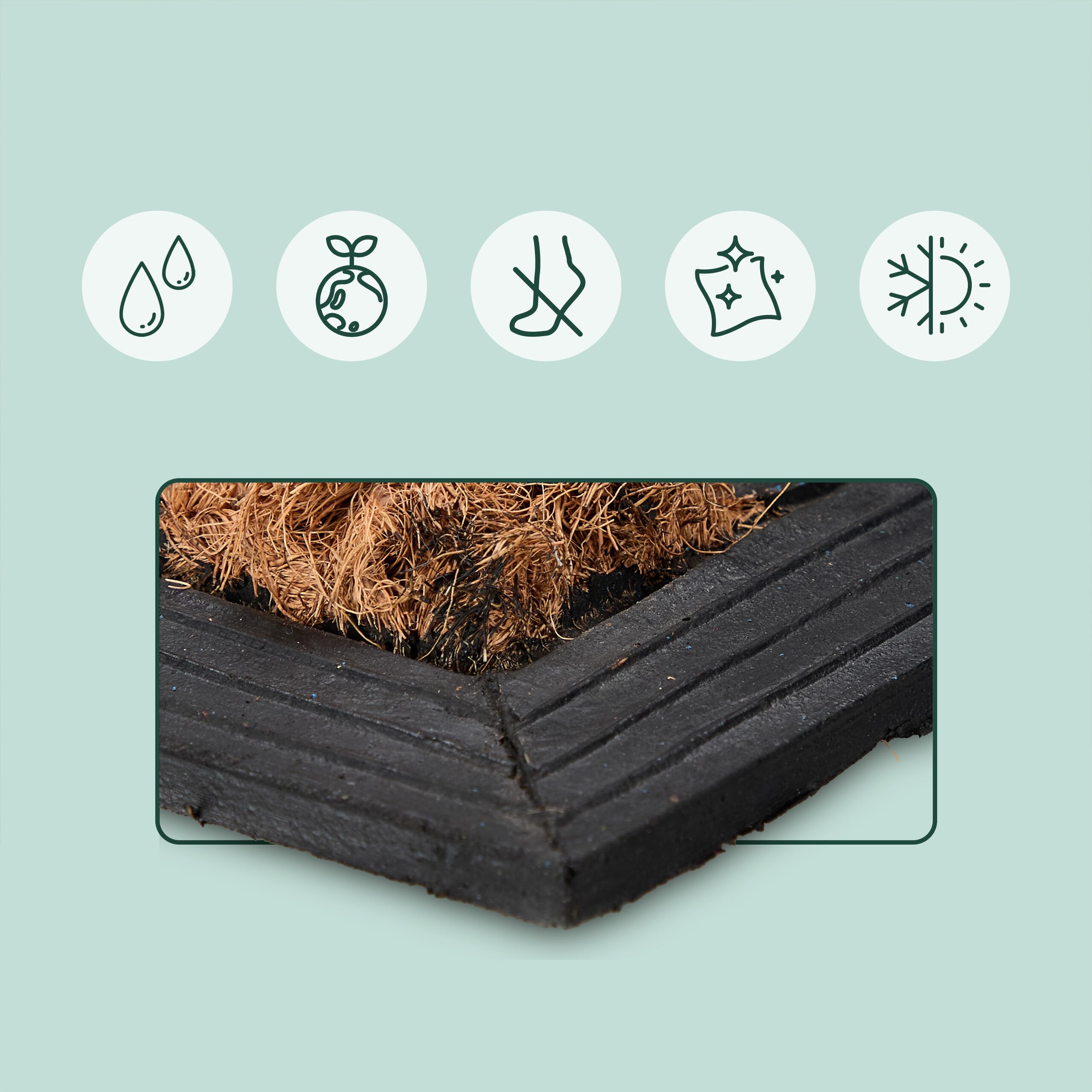Relaxdays Zerbino in Fibra di Cocco, Semicerchio 100x60 cm Tappetino Antiscivolo Ingresso Esterno, Interno, Marrone Nero