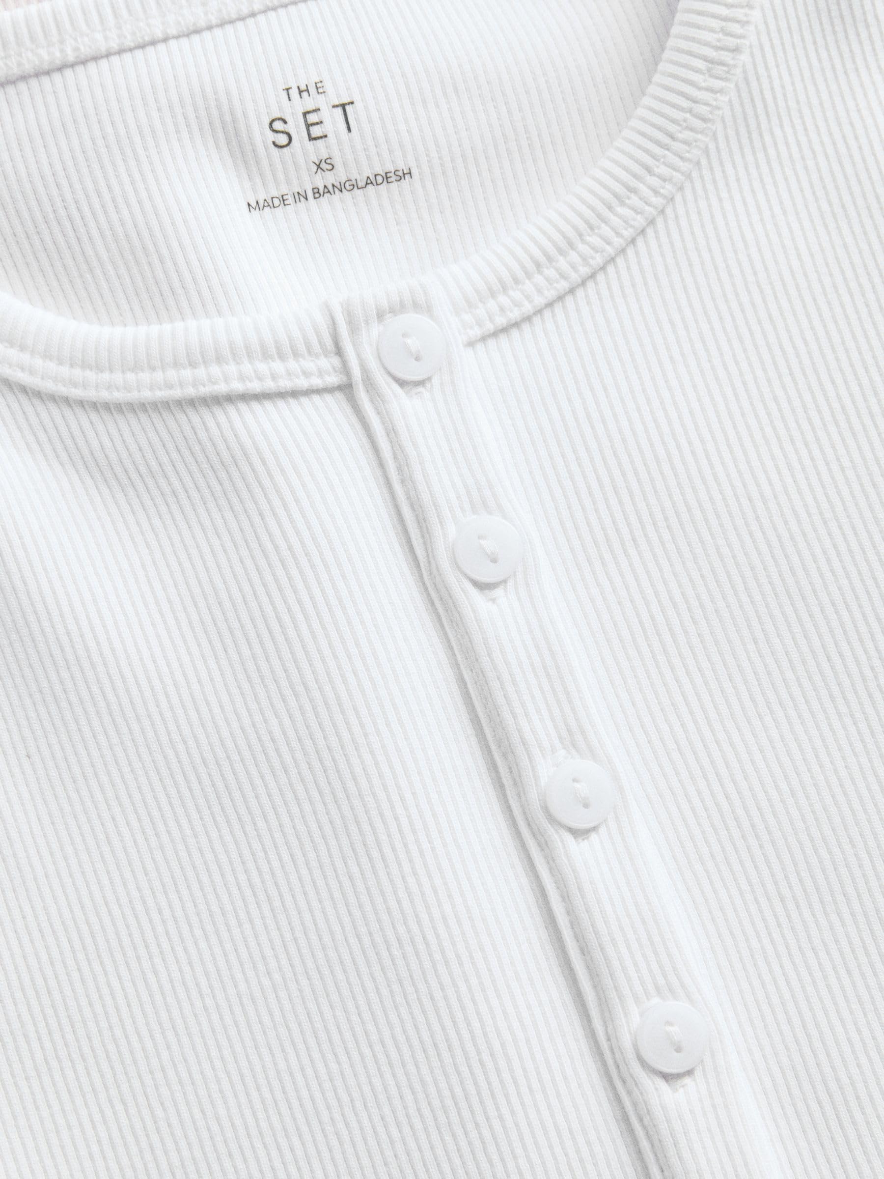 THE SET Femme T-Shirt côtelé à col boutonné et Manches Courtes, Lot de 4 | Coupe standard