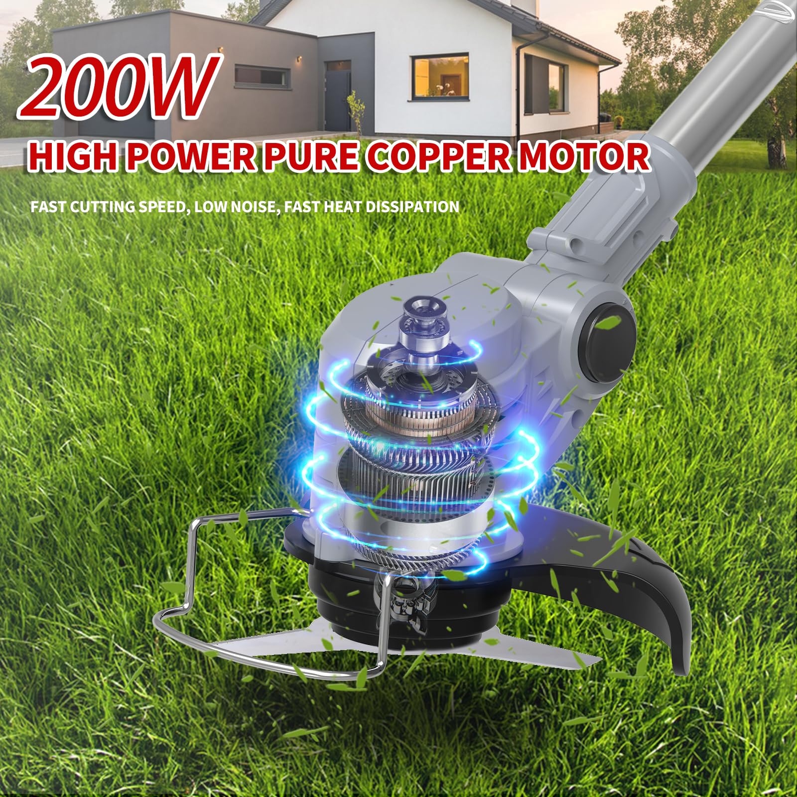Desbrozadora de batería de 21 V, corte de borde inalámbrico 3 en 1, con 2 baterías de 4,0 Ah, cortasetos eléctrico para jardín, cortapelos para césped de jardín
