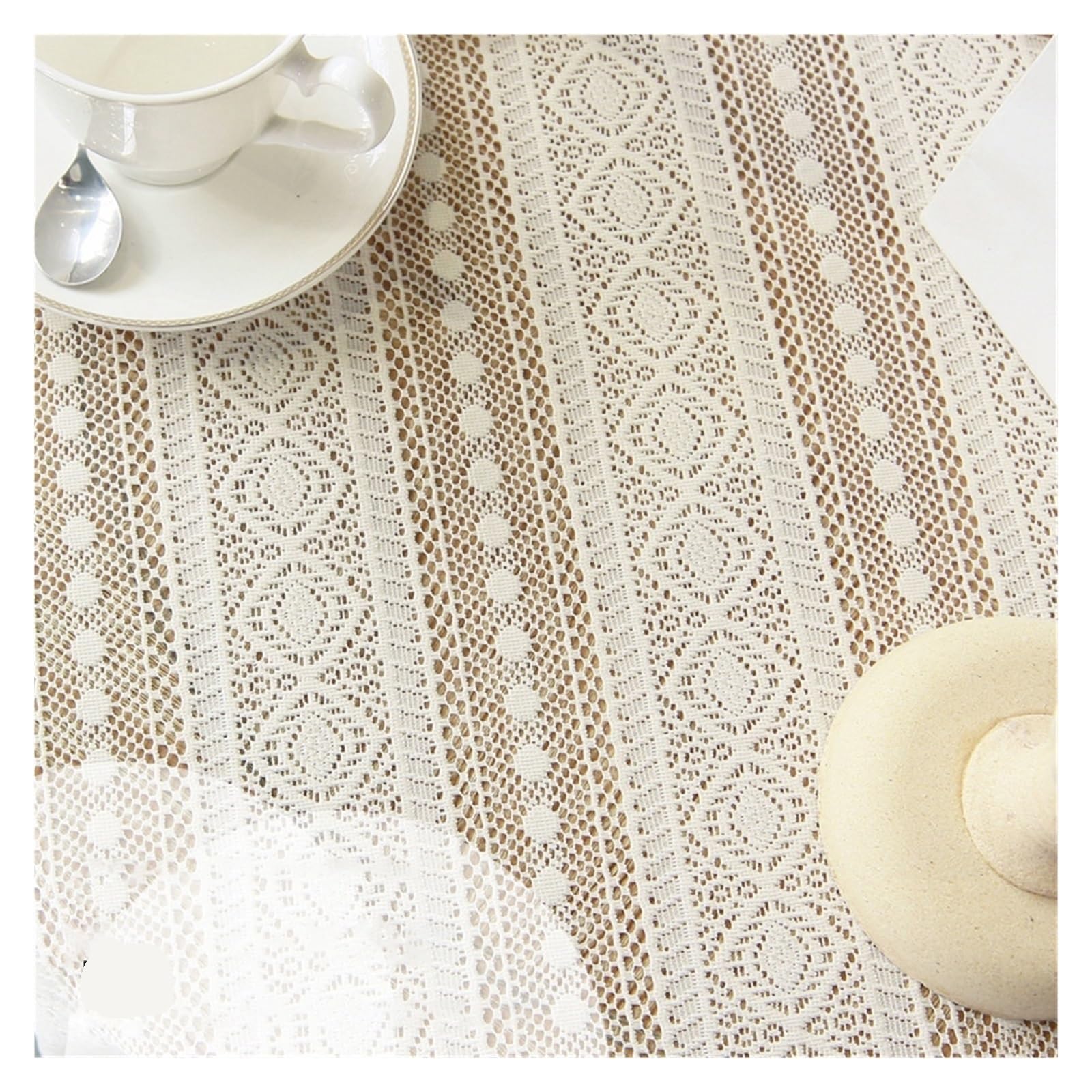 NJIEzhao Embroidered Lace Tablecloth Lace Beige Tablecloth Rectangular Hollow Embroidery Table Cloth Wedding Party Banquet Cover(S2 Tablecloth,M 90X90cm)