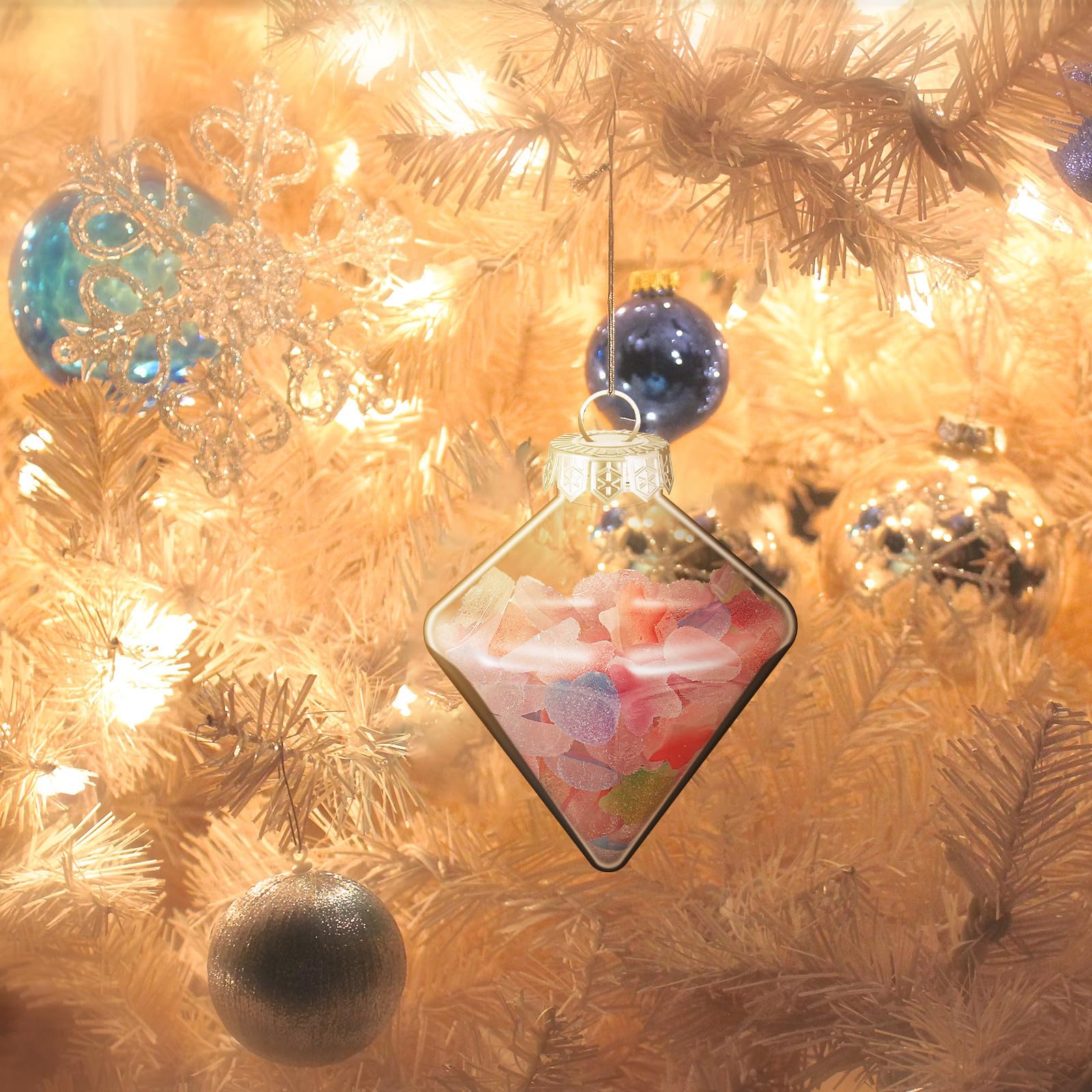 HANABASS 36 Pezzi Palline di Natale Trasparenti a Forma di Diamante in