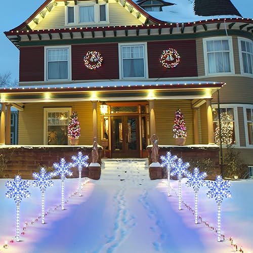 Miniatura 3 de Luz de estaca de copo de nieve ultra brillante de 17 pulgadas, 568 LED, 4 estacas, decoración total de Navidad al aire libre con adaptador estándar