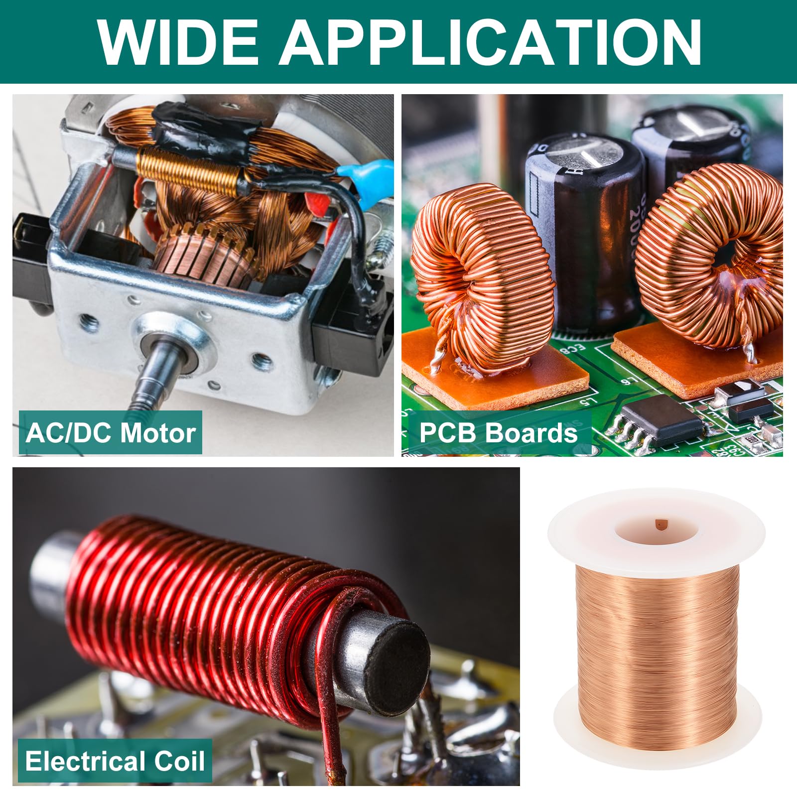 QUARKZMAN Hilo Magnético Calibre 38 AWG, Bobina de Cobre Esmaltado 16 Oz para Transformador, Grado F 311°F
