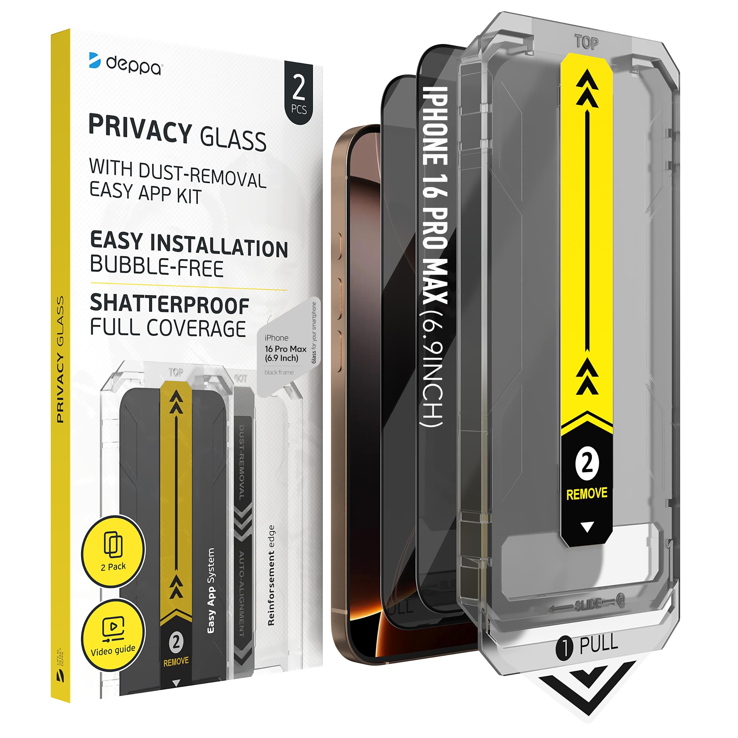 Verre trempé iPhone 16 Pro Max anti espion Deppa idéal pour sécuriser vos trajets