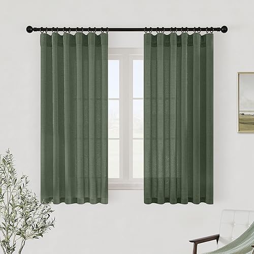 Cortinas semitraslĂşcidas de 96 pulgadas de largo, elegantes cortinas plisadas de lino translĂşcido con textura para filtrar la luz, bolsillo para Cortinas semitraslĂşcidas de 96 pulgadas de largo, elegantes cortinas plisadas de lino translĂşcido con textura para filtrar la luz, bolsillo para