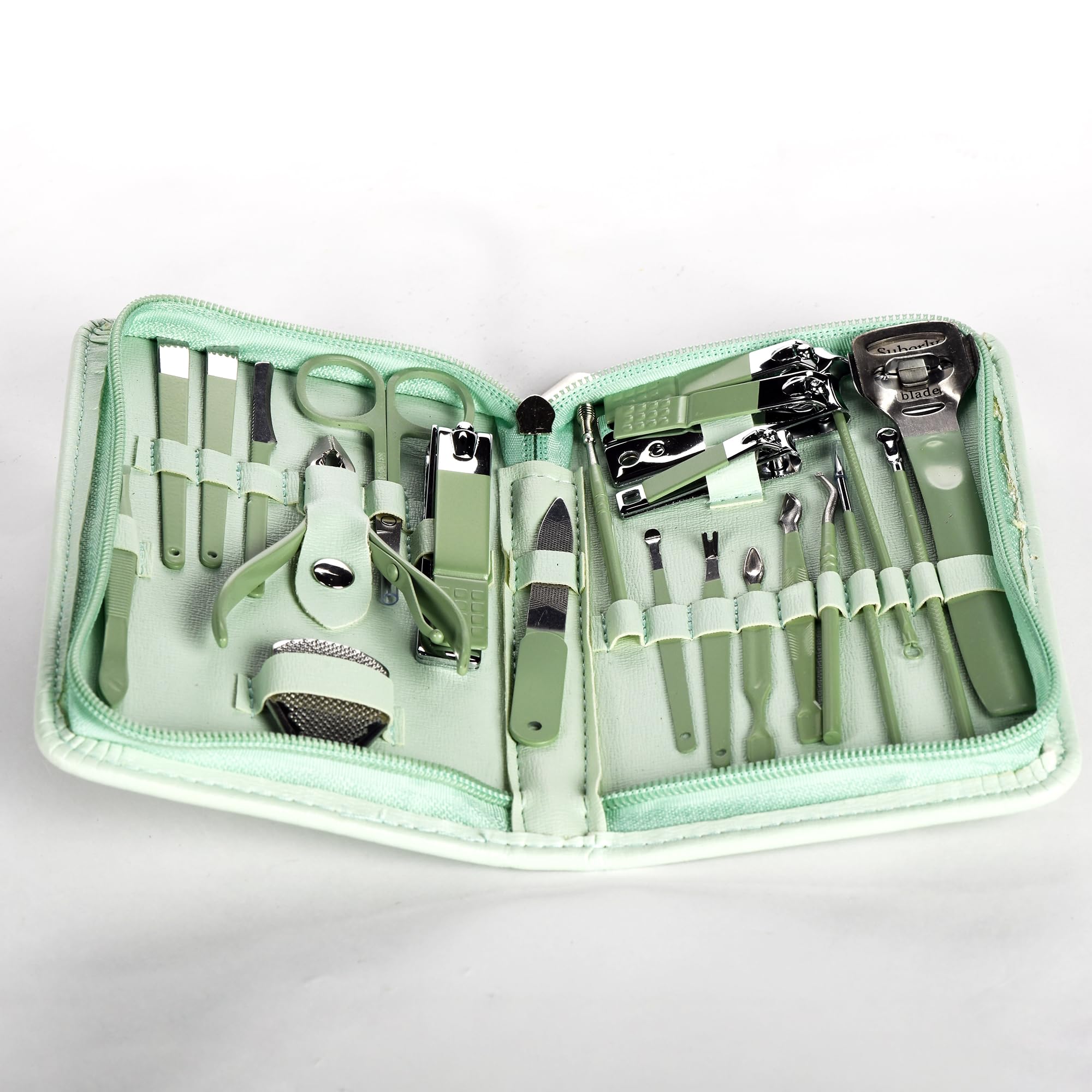 Manicure Set 22pcs Professional Nail Clippers Kit Pedicure Care Tools - Stainless Steel Women Men Grooming Kit for Travel (Green)-picture-19