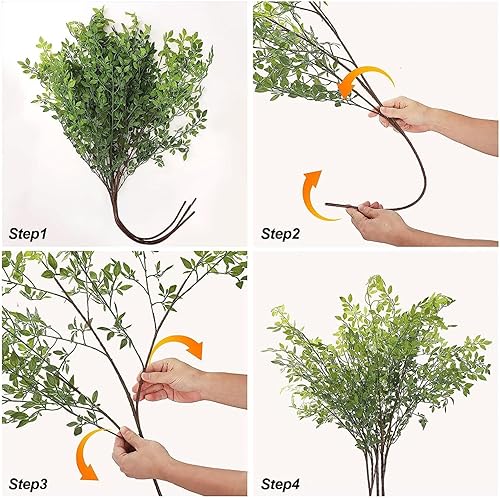 Miniatura 3 de Ramas de árbol de abedul, 3 piezas de 43.3 pulgadas, tallos realistas de vegetación sintética, flexibles y flexibles, ramas de abedul artificiales