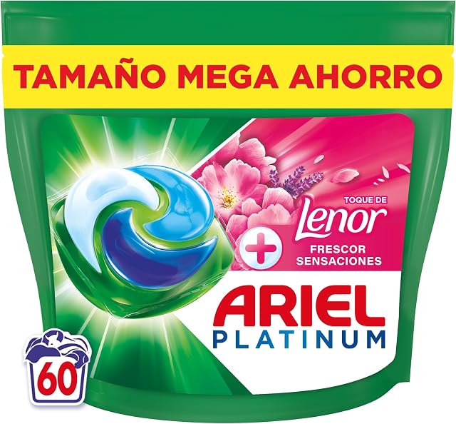 Ariel PODs Platinum, Detergente Líquido En Cápsulas Frescor Sensaciones Cápsulas, 60 Lavados