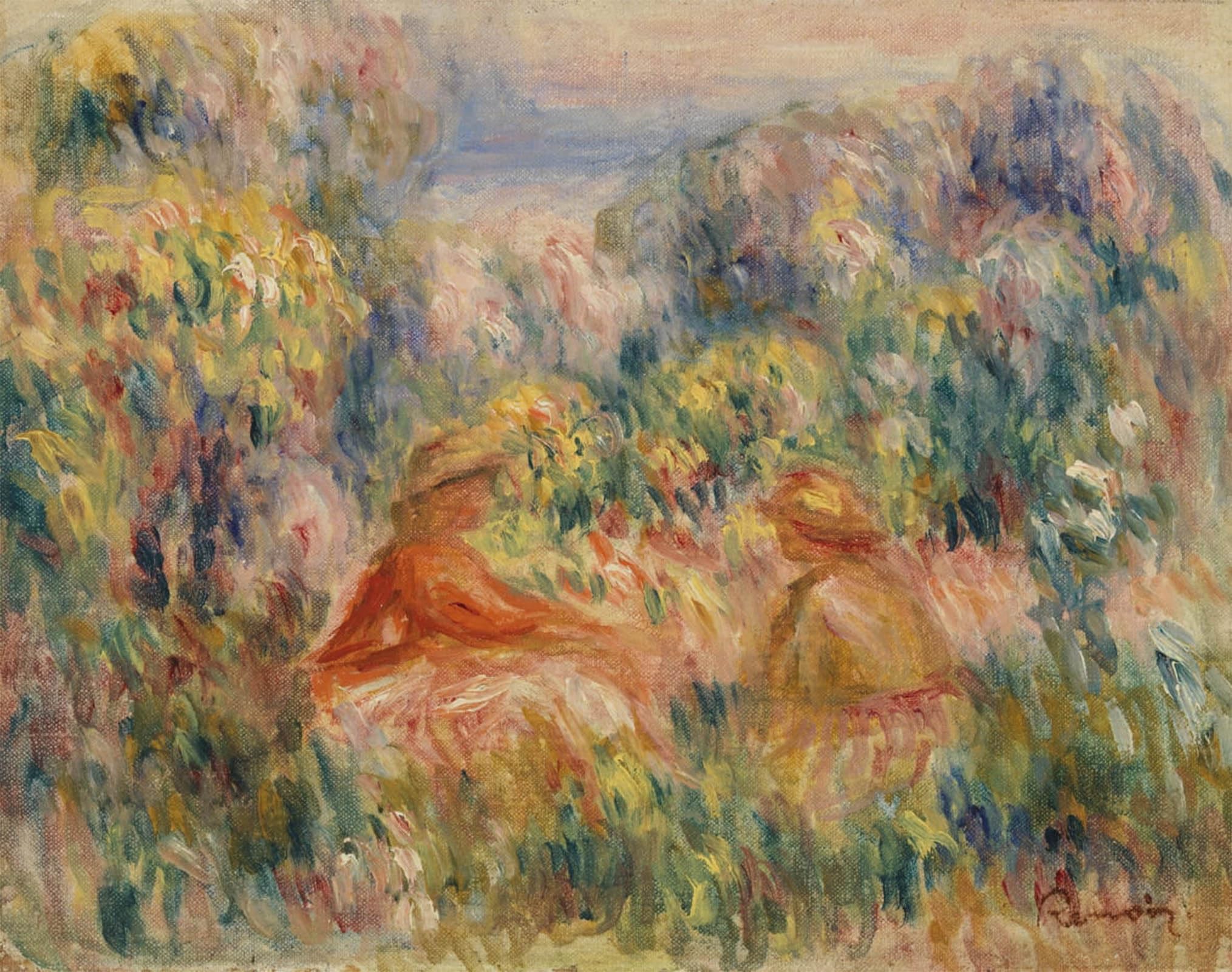 SERENDIPITP Abstract Painting Mural Print Picture Wall Decor Painting Two Women in a Landscape by Pierre Auguste Renoir Vintage Wall Artwork for Home Decor 60x90cm