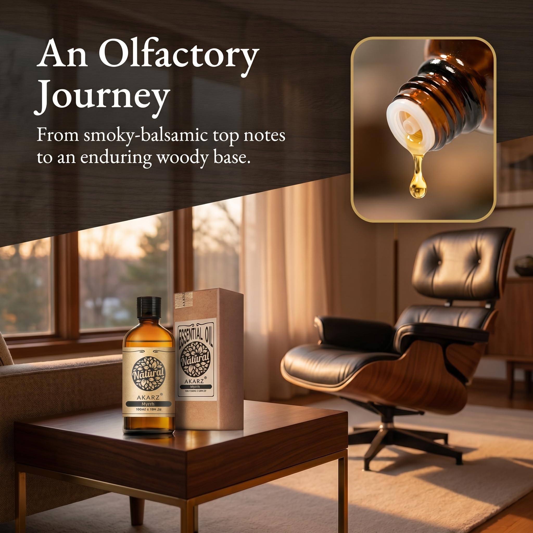 AKARZ 100ml Olejek esencjny z Mirry - Naturalny olejek aromatyczny do dyfuzorów, lamp aromatycznych i aromatów pomieszczeń